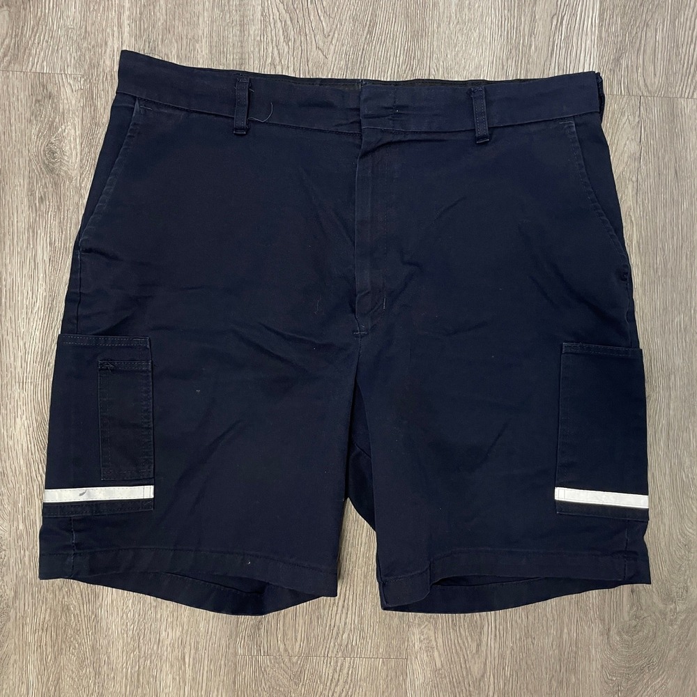 FedEx Cargo Shorts Mens 40 Navy Blue Reflective Stripe Workwear Stan Herman